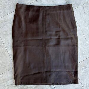 Real Lamb Skin Luxe Leather Butter-Soft Pencil Skirt / Rich Brown /Womens Sz-12